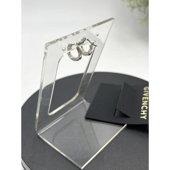Givenchy Silver Tone Small Twisted Crystal Hoop Pierced Earrings New - Picture 7 of 10